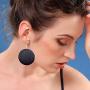 KaFu Dangle Natural Wood Teardrop Geometric Lightweight Drop Circle Earrings Stainless Steel Stud Bohemia Retro Earrings for Women Girls