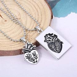 CEAROJEL Couple Necklace for Men Women - Puzzle Jewelry Anatomical Heart Pendant Necklace Stainless Steel Chain Collar, for Him Her