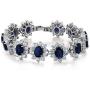 Gem Stone King 27.00 Carat Oval and Round Royal Blue Simulated Sapphire CZ Tennis Bracelet 7 Inch with Security Clasp