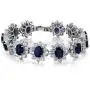 Gem Stone King 27.00 Carat Oval and Round Royal Blue Simulated Sapphire CZ Tennis Bracelet 7 Inch with Security Clasp