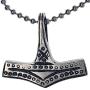 Tribal Celtic Norse Viking Jewelry THOR God of Thunder Odin Norwegian Mjolnir Thors Hammer Protection Amulet Wealth Luck Money Charm Victory Talisman Pewter Mens Pendant Necklace w Silver Ball Chain