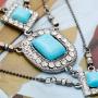 Yean Boho Turquoise Pendant Necklace Layered Choker Necklace Vintage Beach Jewelry for Women and Girls
