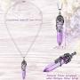 4 Pieces Hexagonal Healing Crystal Pendent Necklaces Antique Flower Wrapped Natural Prism Stone 7 Chakra Beaded Bracelet Double Layer Healing Crystals Gemstone Bracelet Bangle for Man Women