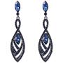 EVER FAITH Womens Crystal Double Marquise Shape Dangle Earrings Blue Sapphire-Color Black-Tone