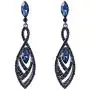 EVER FAITH Womens Crystal Double Marquise Shape Dangle Earrings Blue Sapphire-Color Black-Tone
