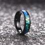 King Will Mens 4mm 6mm 8mm Black Tungsten Carbide Wedding Ring Shining Blue-Green Fragments Engagement Band