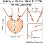 Broken Heart Necklace Women Men 316L Stainless Steel Best Friend BFF Foever Pendant 18k Gold/Rose Gold Plated Two Half Hearts Pendants Lover Couples Jewelry SP0034