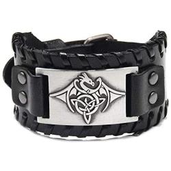TURTLEDOVE Viking Bracelet Celtic Dragon - Nordic Bracelet with Triquetra Trinity Knot - Pagan Jewelry of Talisman