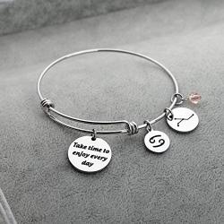 AKTAP Zodiac Bracelet Birthday Gift Take Time to Enjoy Every Day Zodiac Charms Constellation Jewelry Gift for Her