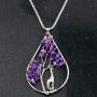 Zuo Bao Handmade Wire Wrapped Quartz Chips Tree Teardrop Pendant Necklace with Giraffe/Healing Jewelry Gift for Family