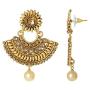 Aheli Kundan Pearl and Colour Beads Bollywood Style Indian Traditional Ethic Earrings Maang Tikka Set Fashion Jewelry for Women (Green)