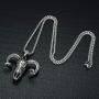 UMtrade Classic Jewelry Mens Stainless Steel Rams Head Sheep Skull Skeleton Pendant Necklace