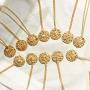 Eoumy Constellation Pendant Necklace for Women Gold Plated Astrology Horoscope 12 Constellation Zodiac Coin Necklace