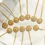 Eoumy Constellation Pendant Necklace for Women Gold Plated Astrology Horoscope 12 Constellation Zodiac Coin Necklace