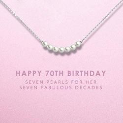 SOLINFOR 70th Birthday Gifts for Women - Sterling Silver Necklace Seven Pearls for Her 7 Decades - 70 Years Old Jewelry Gift Idea