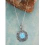 YoTreasure 1.69'' Larimar Solid 925 Sterling Silver Chain Pendant Jewelry