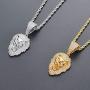 Moca Jewelry Iced Out Lion Head Pendant 18K Gold Plated Bling CZ Simulated Diamond Hip Hop Necklace for Men Women