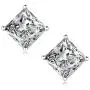 ''STUNNING FLAME'' 18K Gold Plated Sterling Silver Princess Cut Cubic Zirconia Stud Earrings for men women