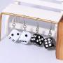 HUJUON Personality 3D Dice Dangle Earrings for Women Punk Resin Black White Cube Dice Drop Earrings Funny Geometric Girls Party Jewelry