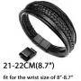 murtoo Mens Leather Bracelet with Magnetic Clasp Cowhide Multi-Layer Braided Leather Mens Bracelet