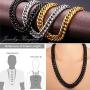 Jewelry Kingdom 1 Black Cuban Necklace for Men and Women 8MM 13MM 16MM Stainless Steel Miami Curb Link Chain Choker 18 to 30inch