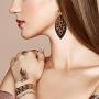 Leather Earrings Lightweight Faux Leather Leaf Earrings Teardrop Dangle Handmade Floral Leopard Print for Women Girls