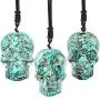 Yatming Hand Carved Crystal Skull Pendant Necklace for Men and Women, Chip Stone Pendant Jewelry with Adjustable Rope Yatming Hand Carved Crystal Skull Pendant Necklace for Men and Women, Chip Stone Pendant Jewelry with Adjustable Rope