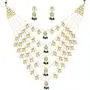 Mehrunnisa Rajwada Paanch Lada kundan Pearls & Green Stones Necklace & Earrings Set (Free Kaan Chain)