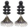Efulgenz Boho Vintage Antique Ethnic Gypsy Tribal Indian Oxidized Silver Pearl Jhumka Dangle Earrings Jewelry