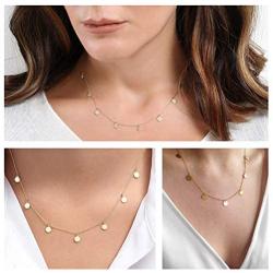 Minimalist Stainless Steel Necklace 18K Gold Plated Choker -Thin Bead Heart Star Ball Necklace, Fashion Handmade Pendant Chain Valentines Day Gifts for Women