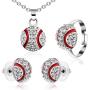 Chengu Baseball Jewelry Set Baseball Earrings Stud Necklace Adjusting Ring for Baseball Fans Player Gifts
