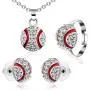 Chengu Baseball Jewelry Set Baseball Earrings Stud Necklace Adjusting Ring for Baseball Fans Player Gifts Chengu Baseball Jewelry Set Baseball Earrings Stud Necklace Adjusting Ring for Baseball Fans Player Gifts