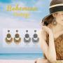 Florideco 12 Pair Vintage Bohemian Drop Dangle Earring Mandala Flower Gypsy Earring Hollow Water Drop Heart Shaped Boho Earring for Women