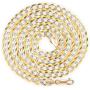 Nuragold 14k Yellow Gold Solid 6mm Cuban Chain Curb Link Diamond Cut Pave Two Tone Necklace, Mens Jewelry Lobster Lock 16'' 18'' 20'' 22'' 24'' 26'' 28'' 30''