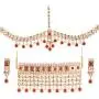 Touchstone Indian Bollywood Gorgeous Intricate Workmanship Mughal White Colorful Rhinestone Crystal Wedding Designer Jewelry Choker Necklace Set in Gold and Silver Tone for Women.