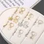 Cute Dainty Moon Star Butterfly Small Circle Huggie Hoop Earrings Crystal Small Lightning Cross Charm Hoop Earrings Set for Women Girl Valentines Day Mothers Day Jewelry