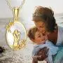 10K 14K 18K Yellow Gold Mother and Child Pendent Necklace with White Shellfish for Mother Mom, 14K Solid Gold Necklace Jewelry Gift for Mom, Wife 10K 14K 18K Yellow Gold Mother and Child Pendent Necklace with White Shellfish for Mother Mom, 14K Solid Gold Necklace Jewelry Gift for Mom, Wife