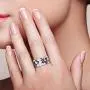 Santuzza Black Flower Ring 925 Sterling Silver Sparkling White Cubic Zirconia Statement Rings Jewelry for Women Santuzza Black Flower Ring 925 Sterling Silver Sparkling White Cubic Zirconia Statement Rings Jewelry for Women