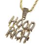 BLINGFACTORY Iced Hip Hop Gold PT Hood Rich Drip Pendant & 24'' Rope Chain Fashion Necklace
