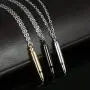Mens Stainless Steel Bullet Cremation Urn Necklace for Ashes Keepsake Punk Jewelry Silver Black Gold Mens Stainless Steel Bullet Cremation Urn Necklace for Ashes Keepsake Punk Jewelry Silver Black Gold