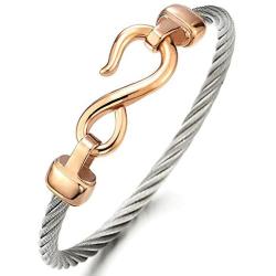 COOLSTEELANDBEYOND Stainless Steel Infinity Love Bangle Bracelet for Women and