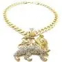 GWOOD Lion of Judah Pendant with Crystal Rhinestones and 25 Inch Link Necklace GWOOD Lion of Judah Pendant with Crystal Rhinestones and 25 Inch Link Necklace