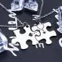 Fanery Sue Personalized Puzzle Pieces Matching Necklace/Kaychain for Love Best Friends Family Custom Name/Date Matching Pendant Set with Gift Box