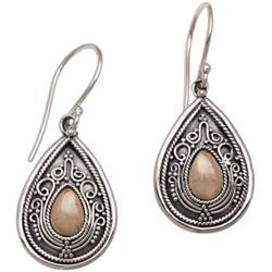 NOVICA 925 Sterling Silver Dangle Earrings with Yellow Gold-Plated Accents, Dewdrop Leaves