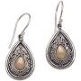 NOVICA 925 Sterling Silver Dangle Earrings with Yellow Gold-Plated Accents, Dewdrop Leaves