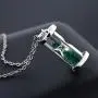 Gem Stone King 925 Sterling Silver Hourglass Pendant Necklace For Women with 0.75 Ct Emerald Dust and 18 Inch Silver Chain