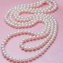 Merdia Elegant Women Lady Long White Sweater Created Pearl Necklace Beaded Necklace
