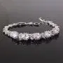 GULICX Womens Gold Plated 5 Oval Cubic Zirconia Tennis Link Blue Bracelet for Women