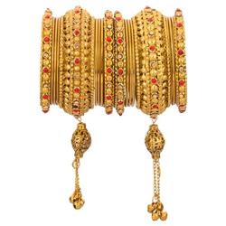 Efulgenz Boho Vintage Antique Gypsy Tribal Indian Oxidized Gold Plated Crystal Tassel Bracelets Bangle Set Jewelry