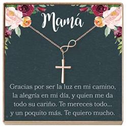 Collar Regalo Para Madre, Mamá, Día de la Madre, Cumpleaños, Día de la Mujer, Infinity Cross (rose-gold-plated-brass, NA)